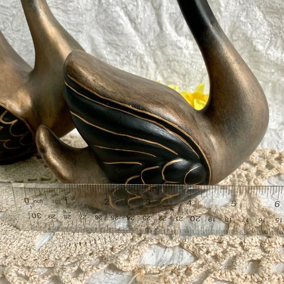 Black Swan Figurines Hand Painted MCM Style Signed Folk Art - Picture 11 of 12